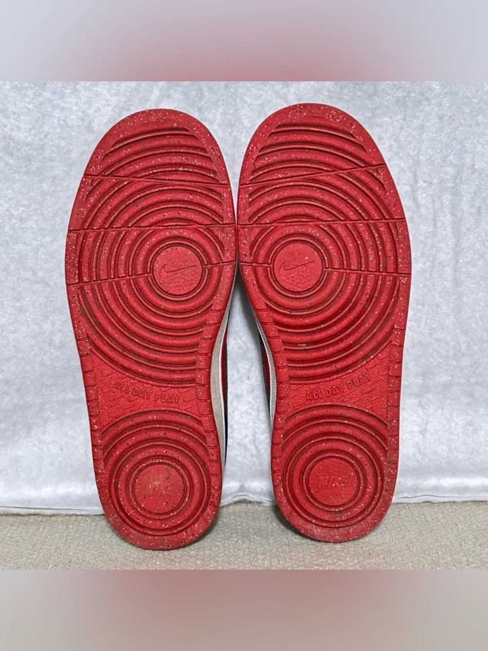 Nike Big Kids Court Borough Low 2 Red/Blk Leather Athletic Sneakers Shoes SZ 4Y